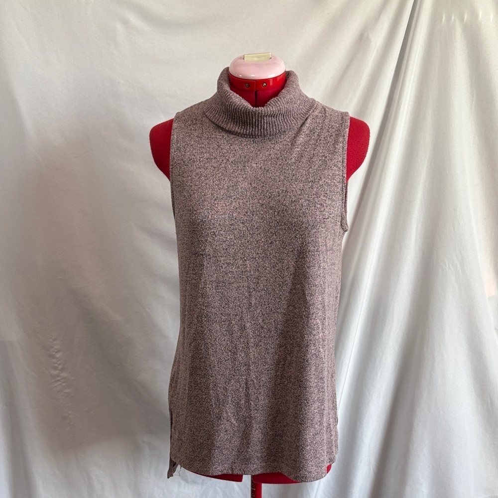 Heart & Hips Sleeveless Turtleneck Sweater - Tan MM125
